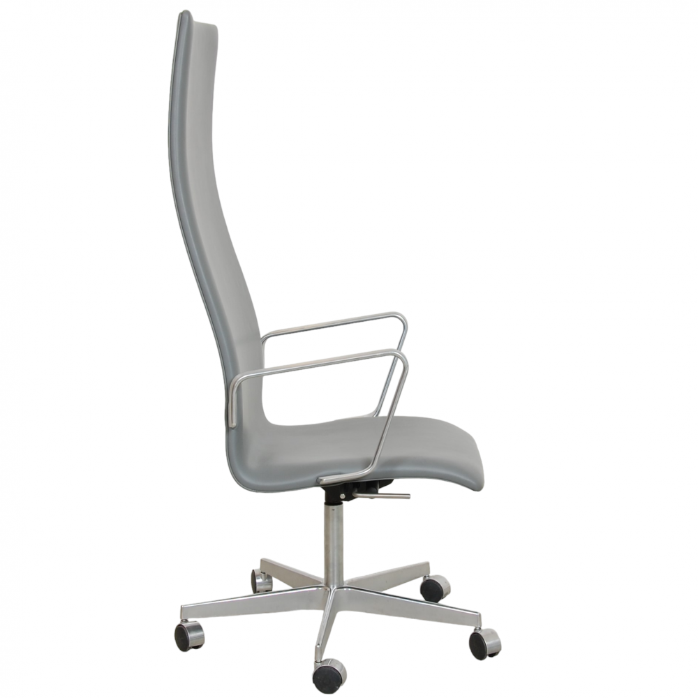 For Sale Arne Jacobsen Tall backed Oxford office chair in grey leather
